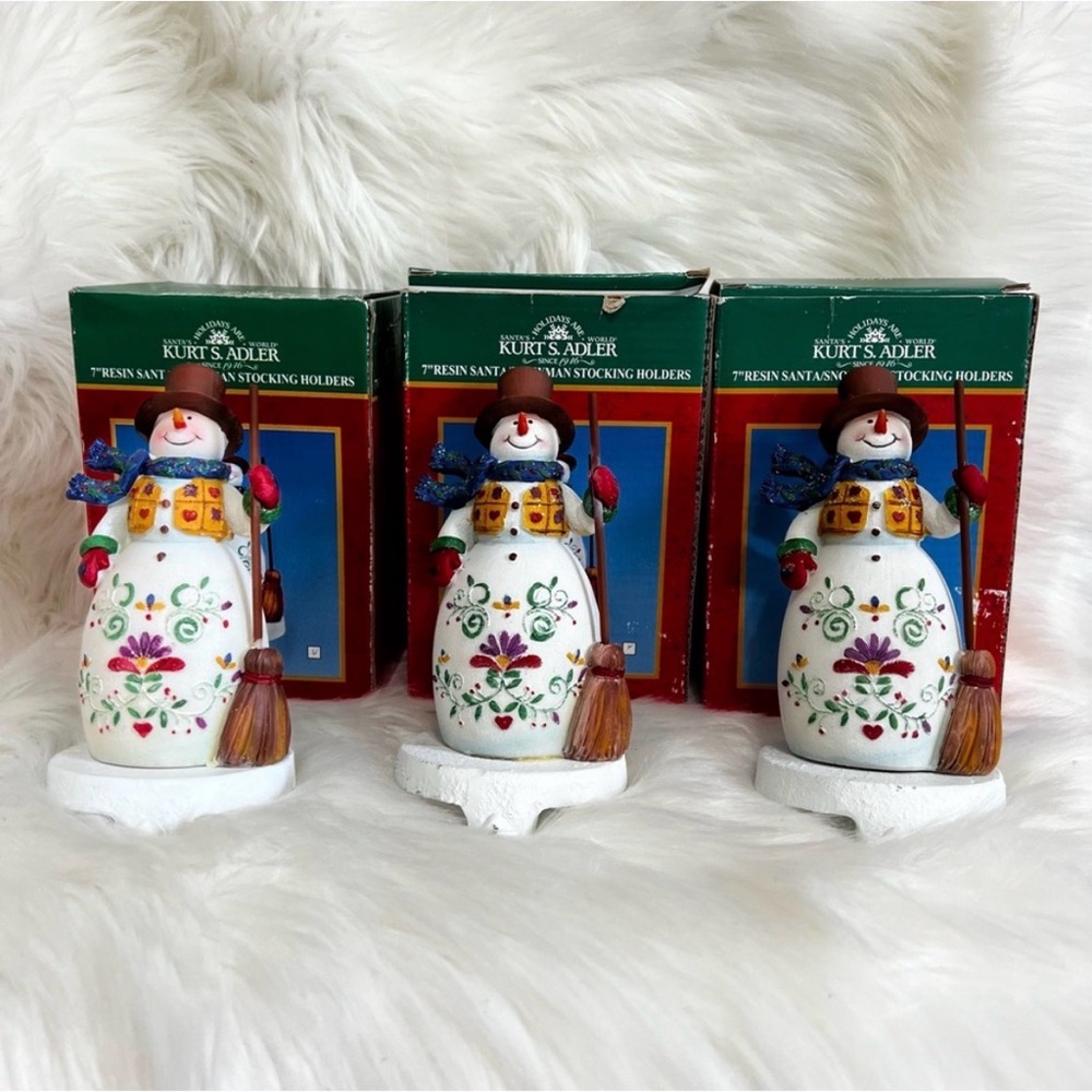 KURT S. ADLER 7" Resin Snowman Stocking Holder Lots of 3